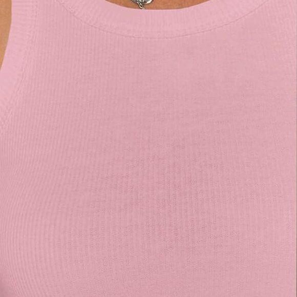 SANDERY Pink Dresses for Women Summer Casual Sleeveless Bodycon Basic Short Mini - Picture 7 of 7